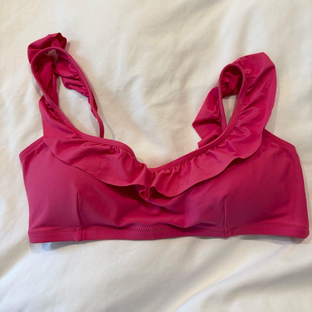 J. Crew Pink Ruffle Bikini Top